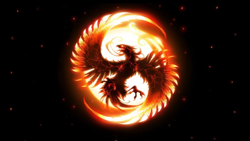 Fire Phoenix Bird — Orange, Dramatic, Night