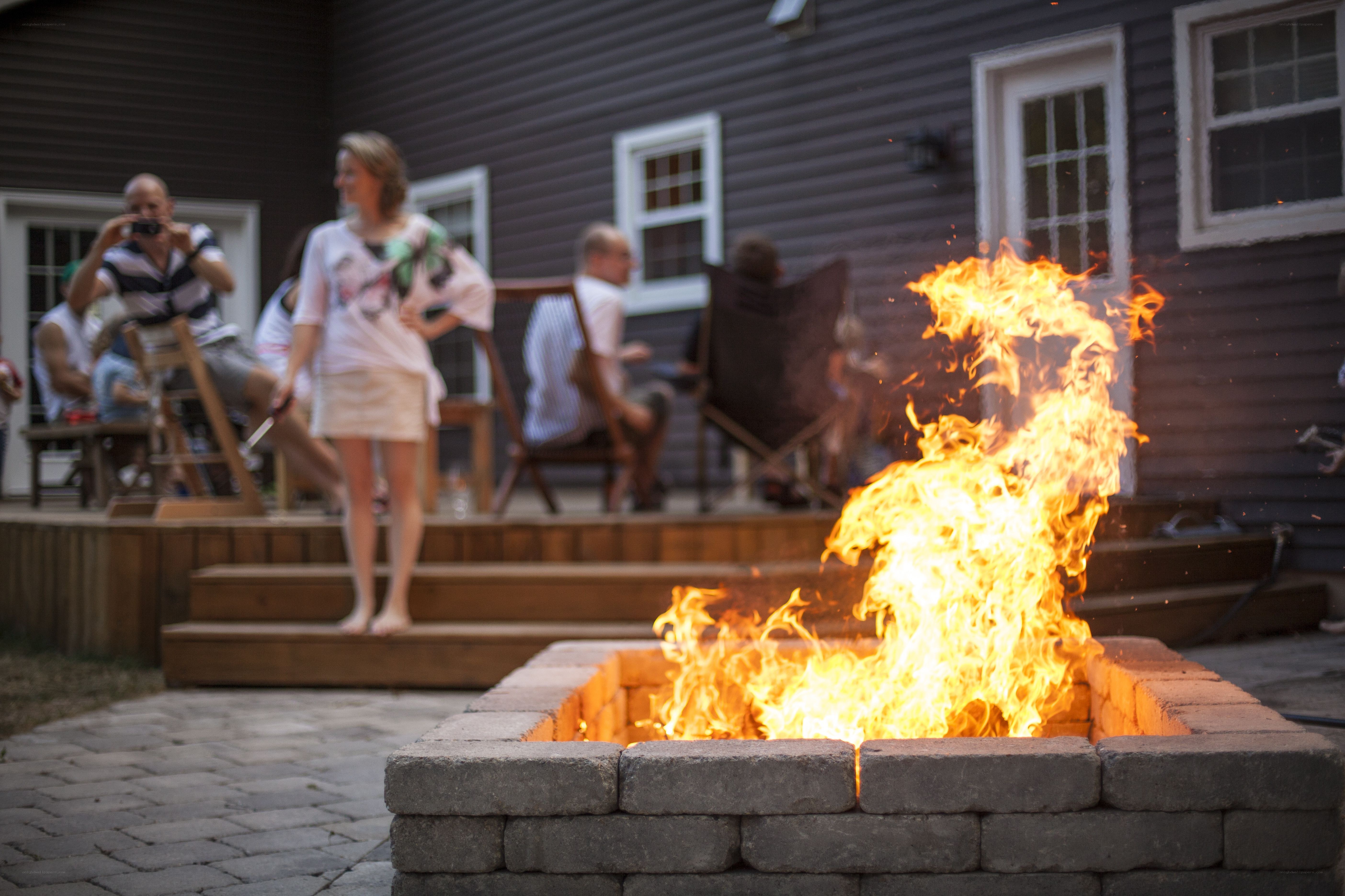 Fire pit at backyard gathering