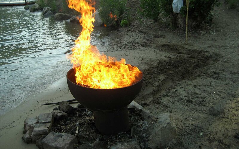 fire pit by the water