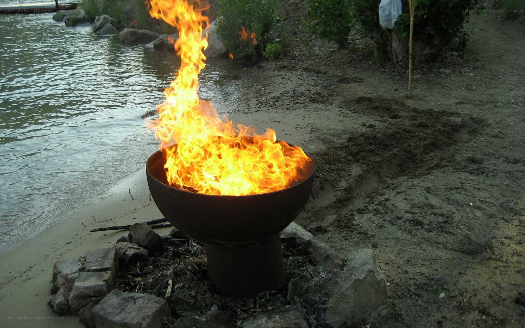 fire pit by the water