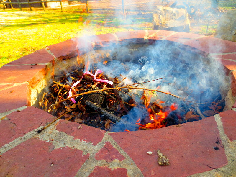 Fire Pit with Burning Sticks