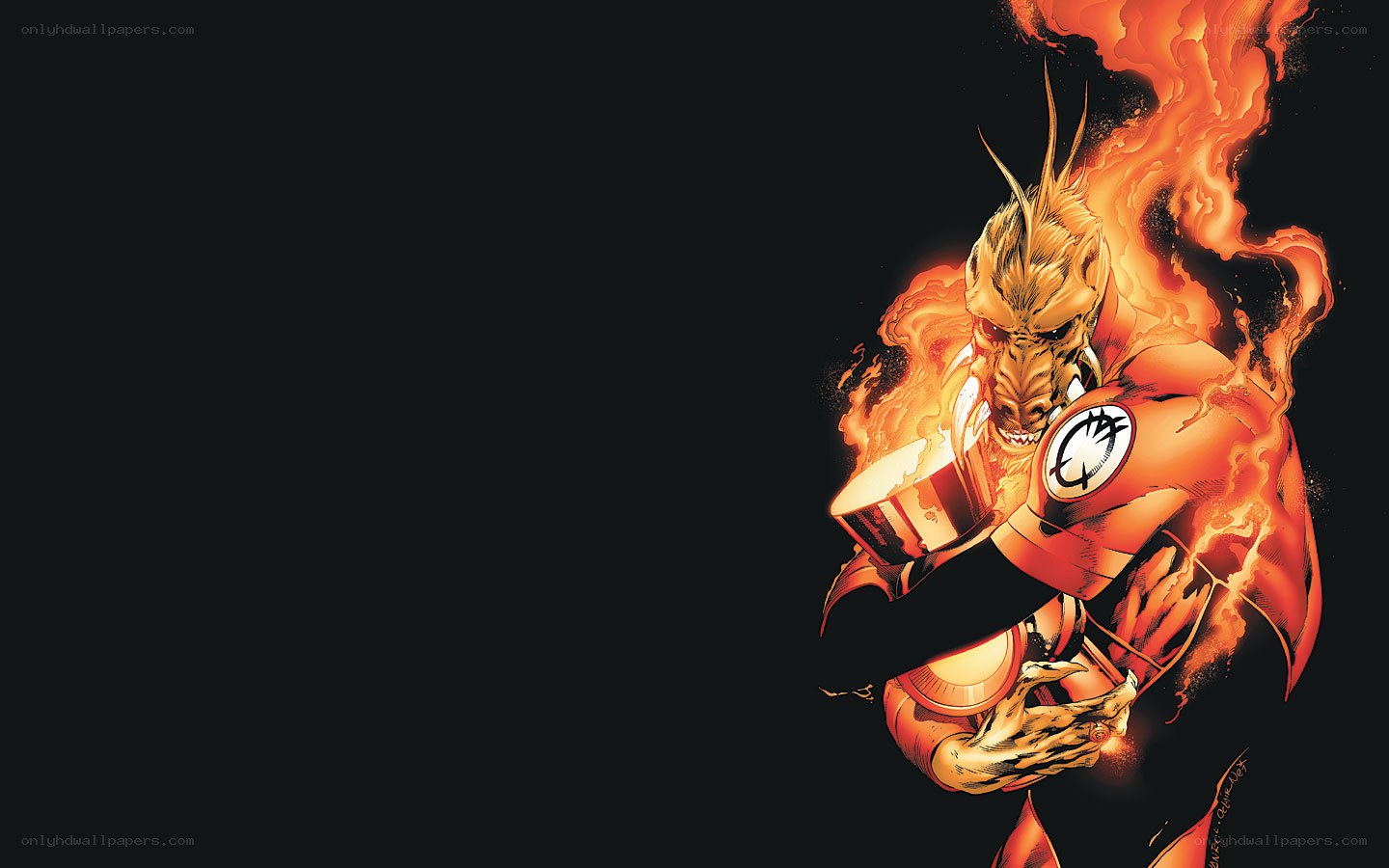 fire-powered superhero in action