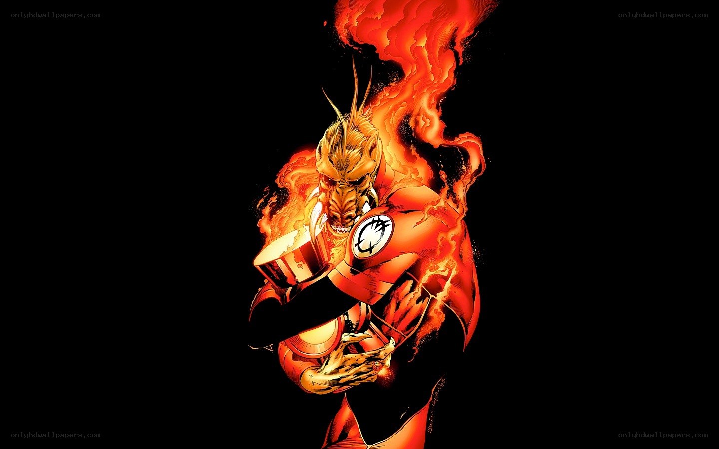 fire-powered superhero in action