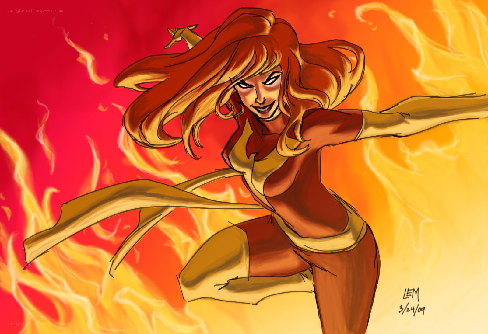 fire-powered superhero in action