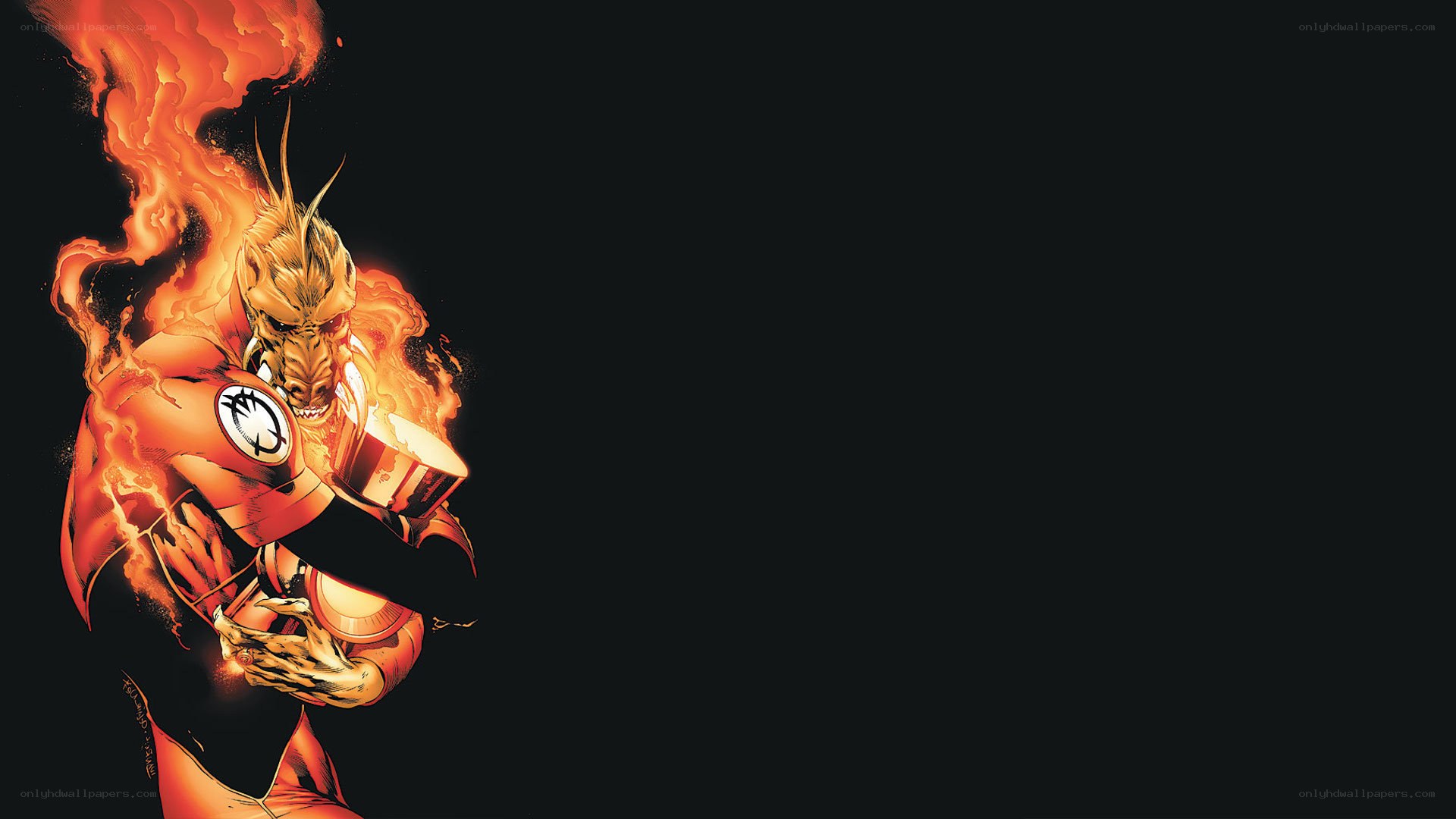 Fire-powered superhero in action