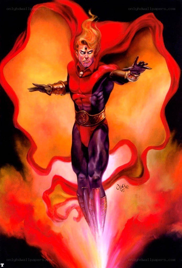 fire-powered superhero in action