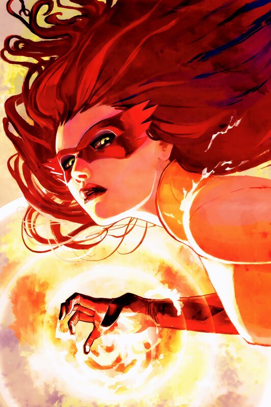 fire-powered superhero in action