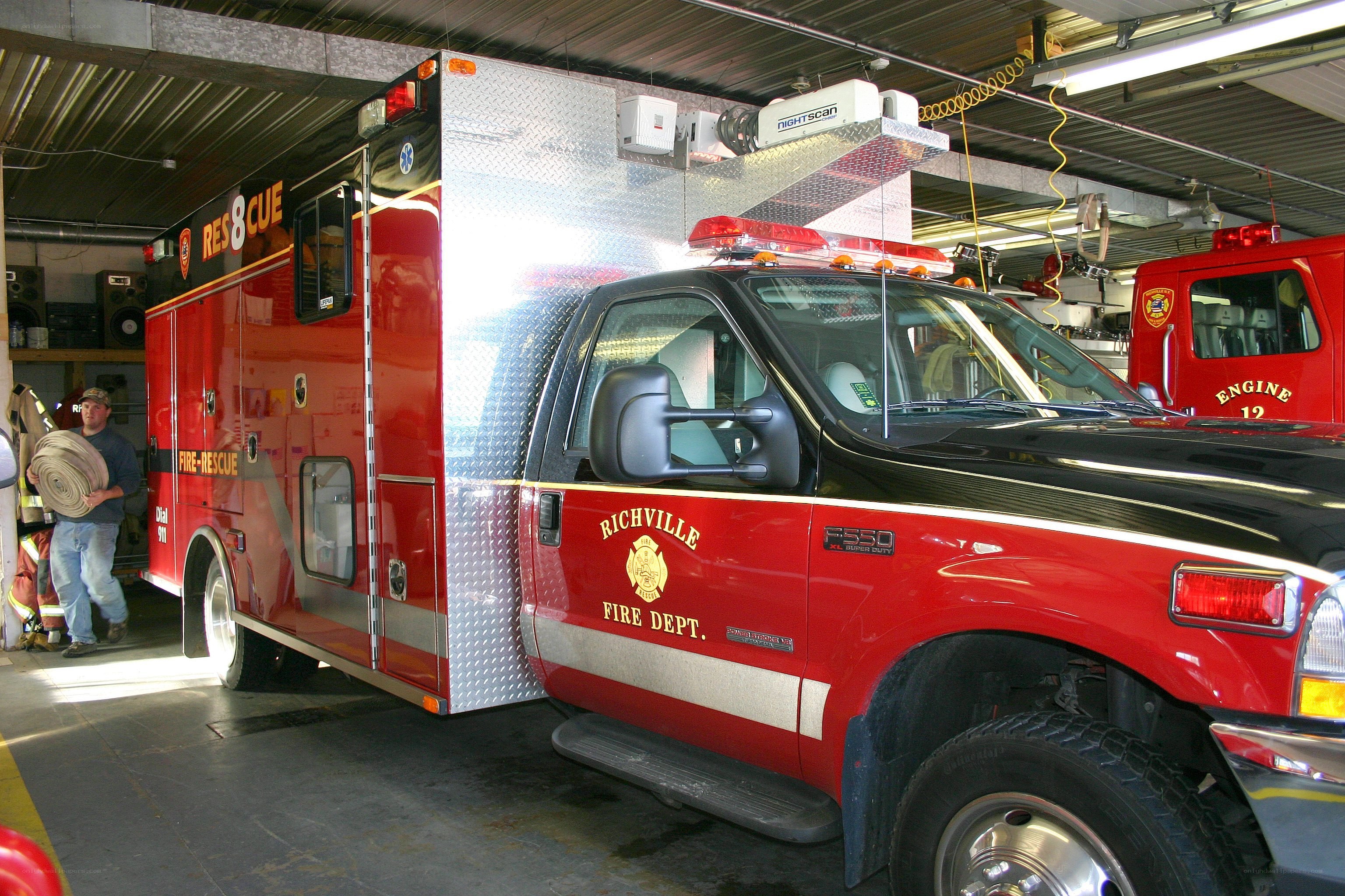 Fire rescue truck in station