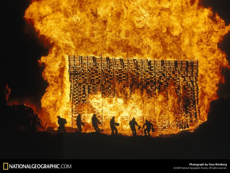 Fire ritual at night