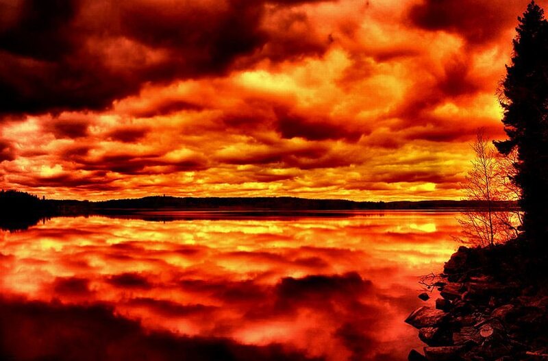 Fire Sky over Lake