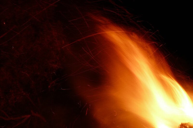 Fire Sparks at Night — Orange, Dramatic, Photograph