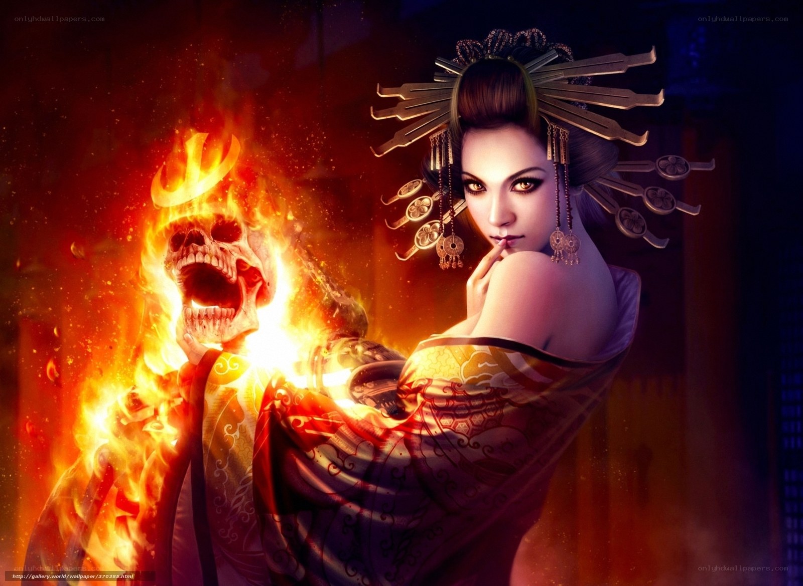 fire spirit and geisha