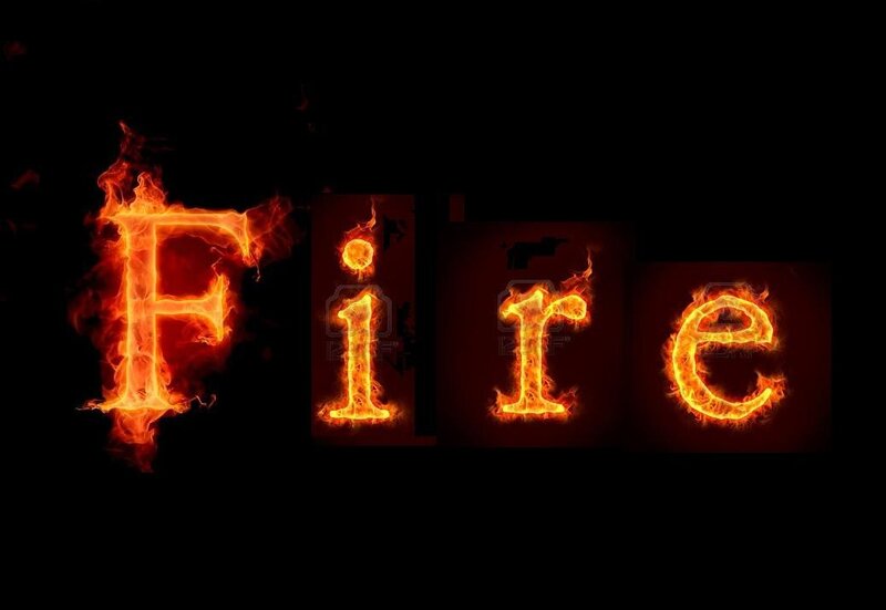 Fire text on black background