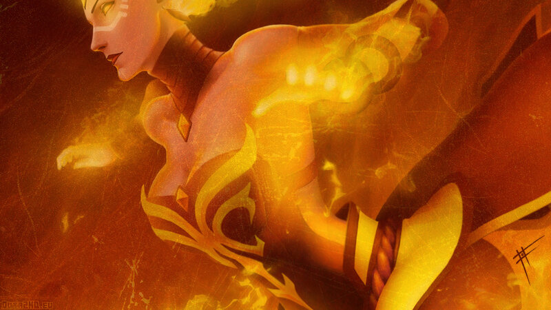 fire-themed fantasy character