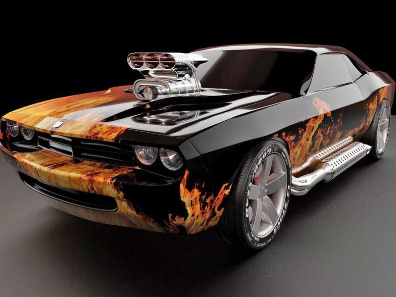 Fire-themed Muscle Car