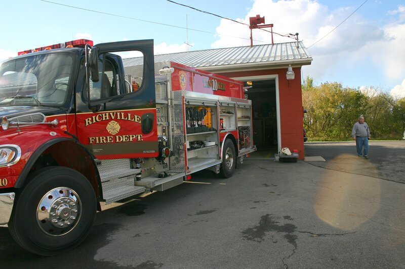 Fire truck at fire station