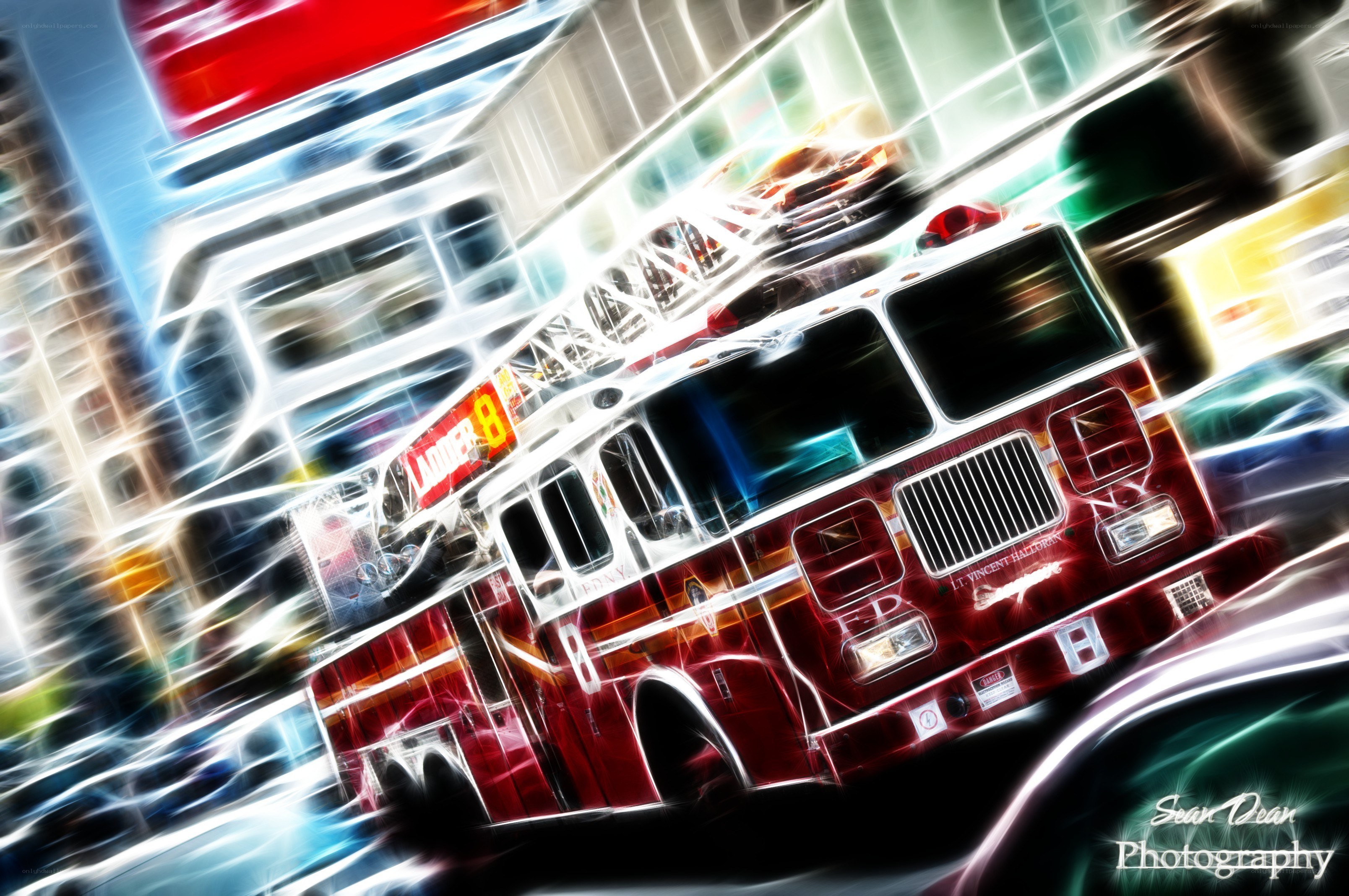 Fire truck in motion