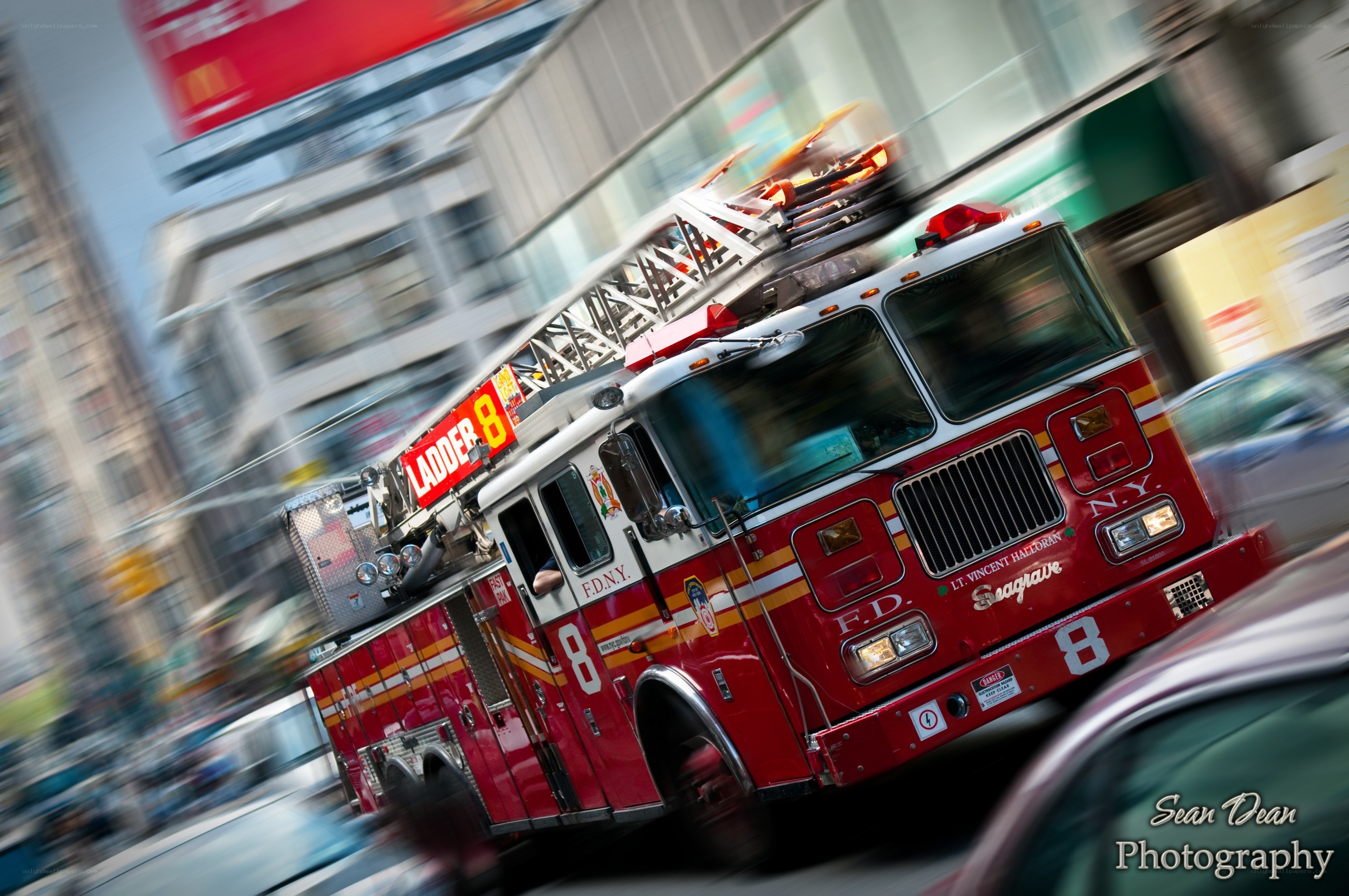Fire truck in motion