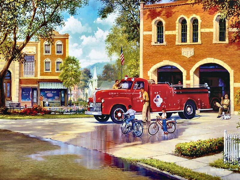Fire Truck in Town
