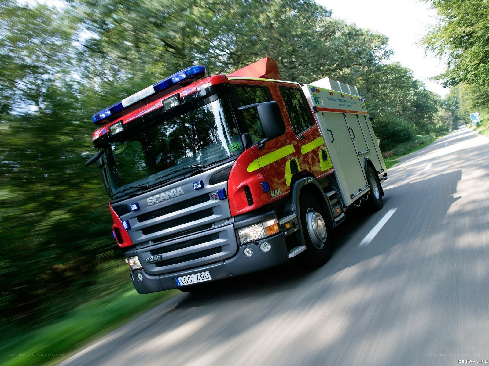 Fire truck on a road
