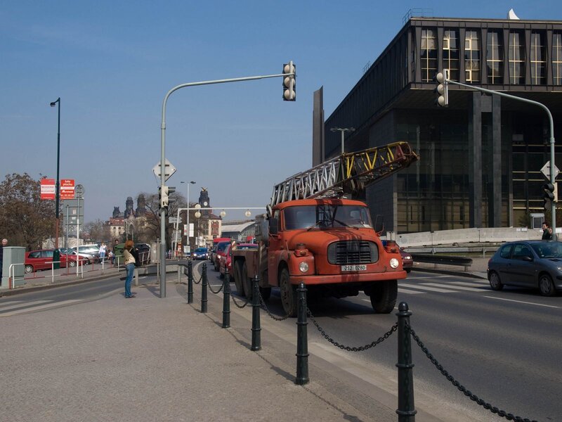 Fire truck on city street