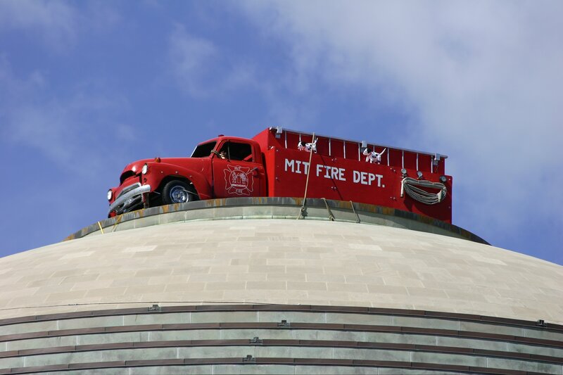 Fire truck on dome roof