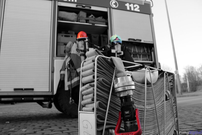 Fire truck with hose and gear
