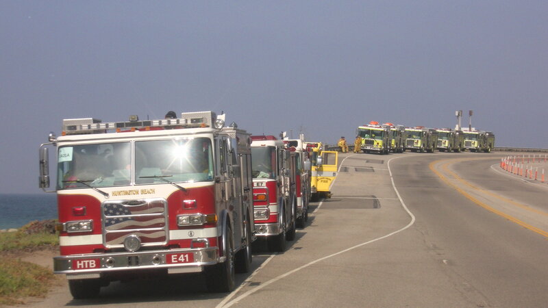 Fire Trucks on Road — Red, Calm