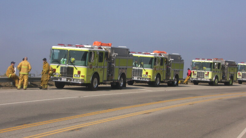 Fire Trucks on Road — Yellow