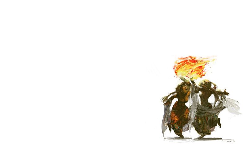 fire-wielding warriors in motion