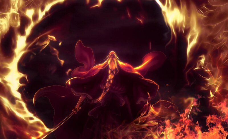 fire-wrapped warrior with sword