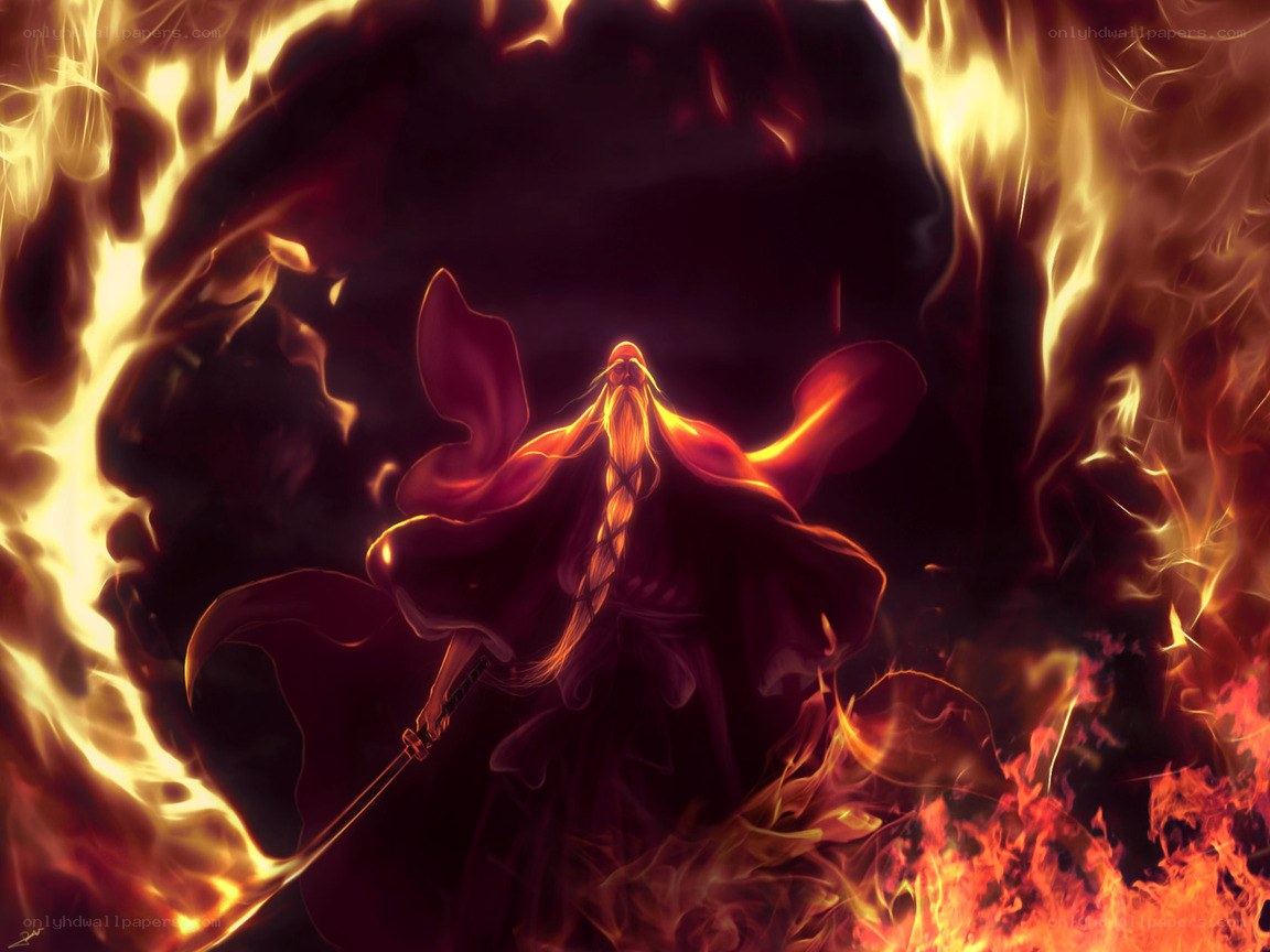Fire-wreathed warrior with sword
