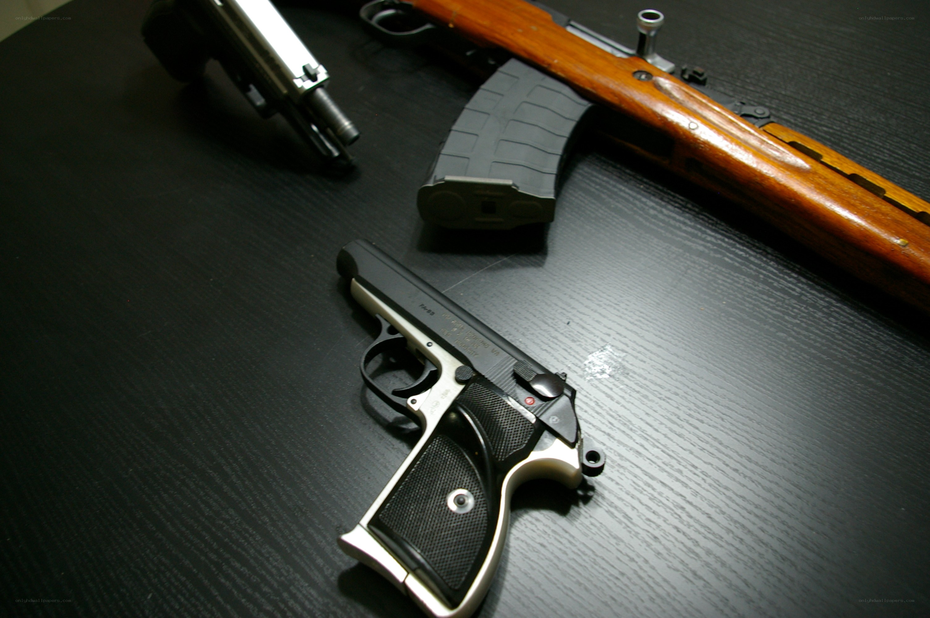 firearms on a table