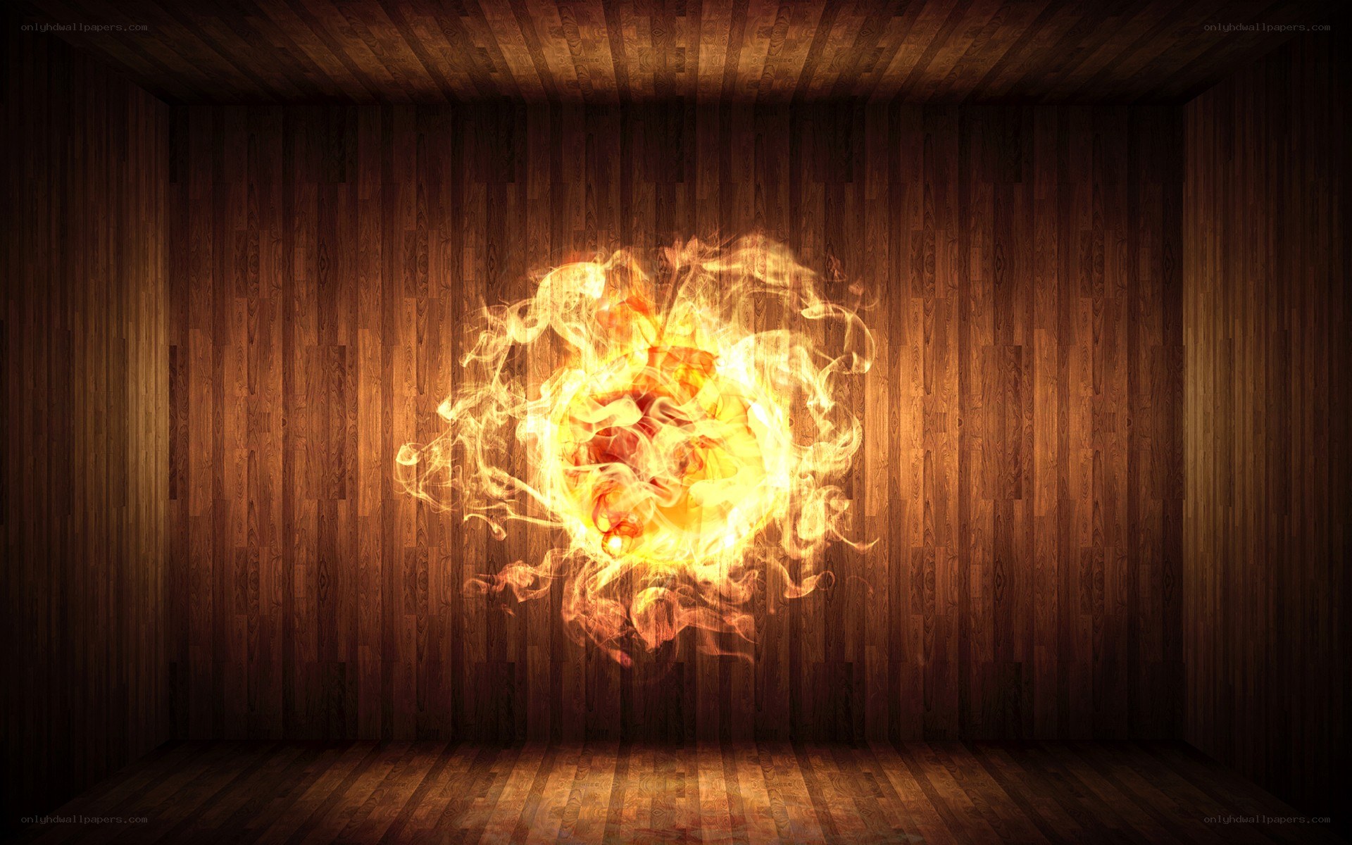 fireball in wooden room