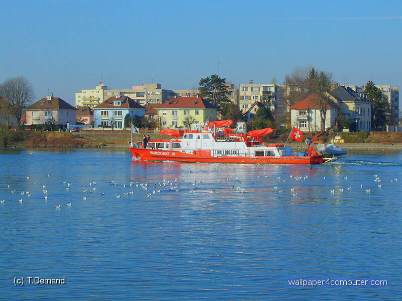 fireboat on a lake