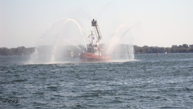 Fireboat Spraying Water