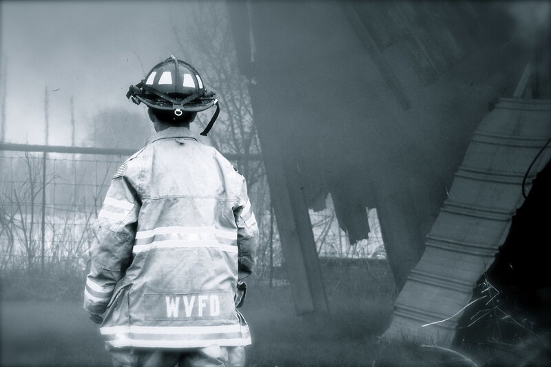 Firefighter at a disaster scene