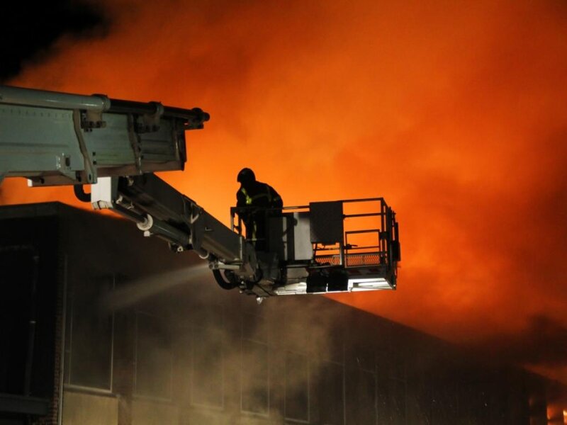 Firefighter on Aerial Ladder