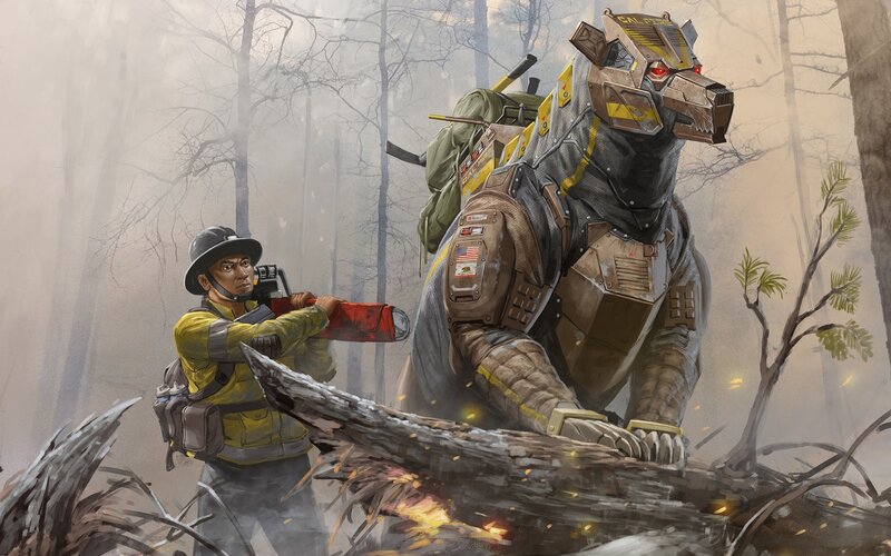 Firefighter with Robotic Bear