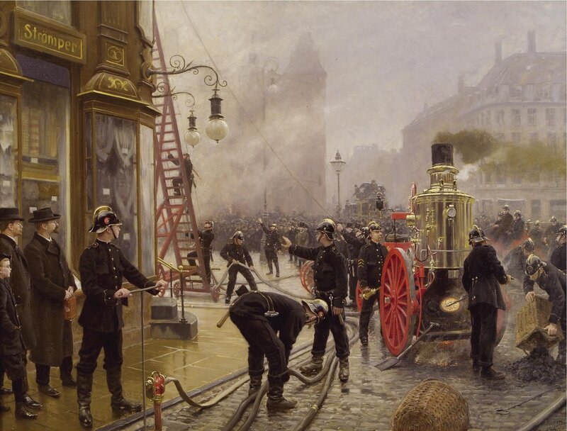 Firefighters at a Fire — Brown