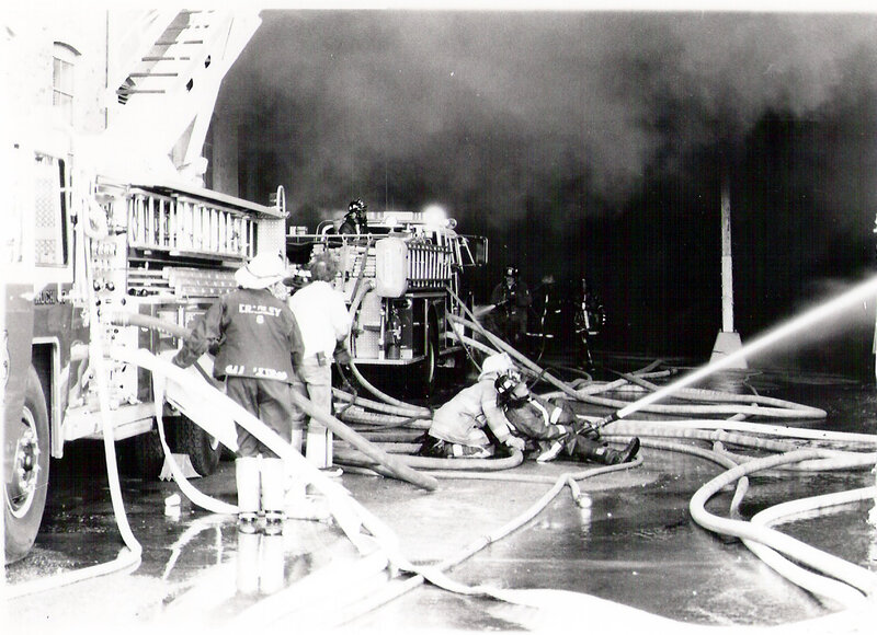 Firefighters at a fire scene