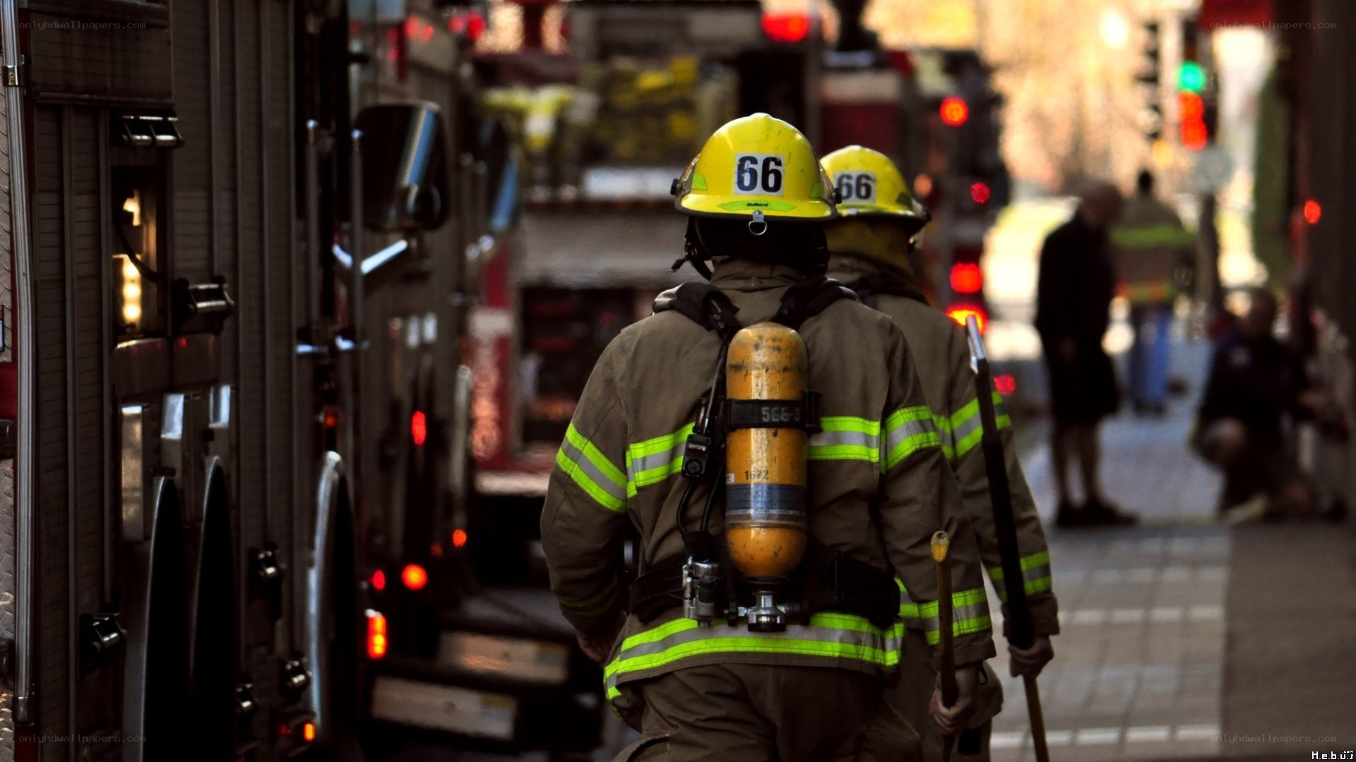 Firefighters at an emergency scene