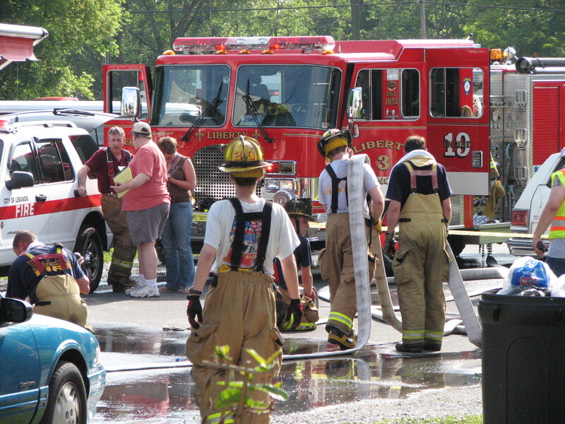 Firefighters at an emergency scene
