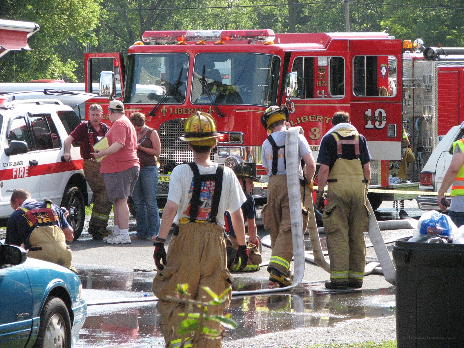 Firefighters at an emergency scene