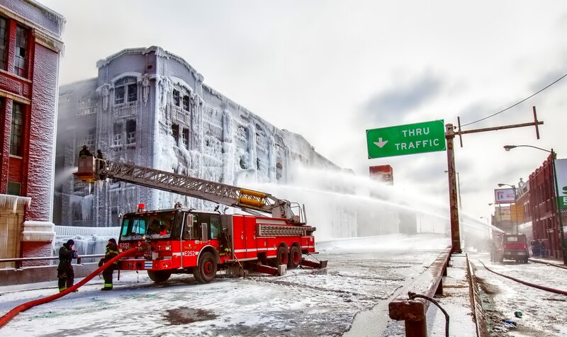 Firefighters at Building Fire
