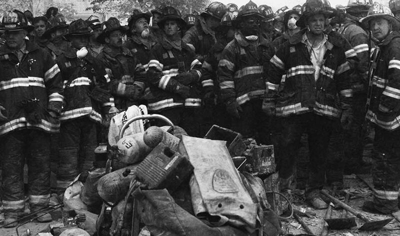 Firefighters at Debris Site