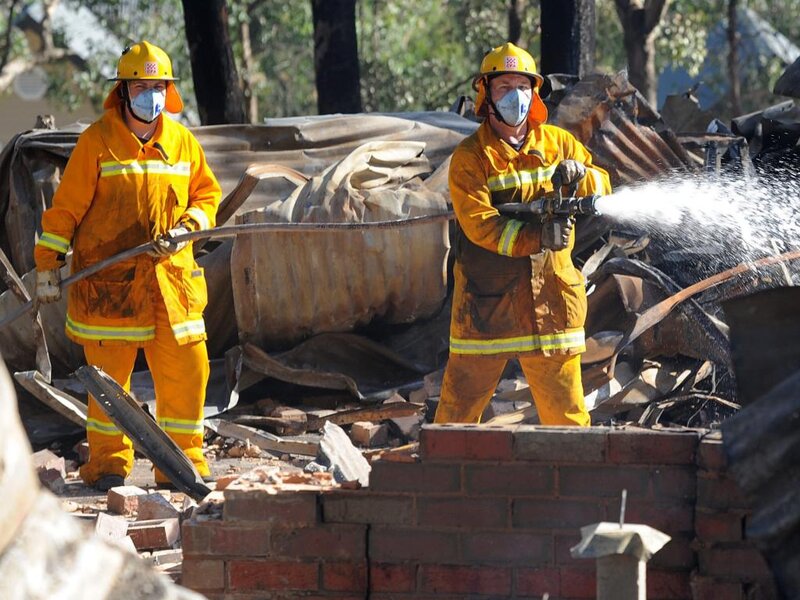 Firefighters at Debris