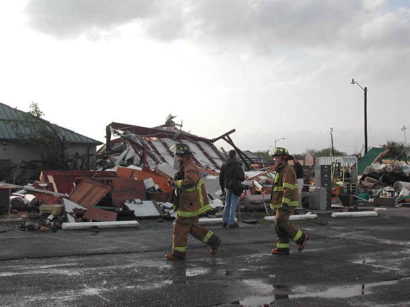 Firefighters at disaster site