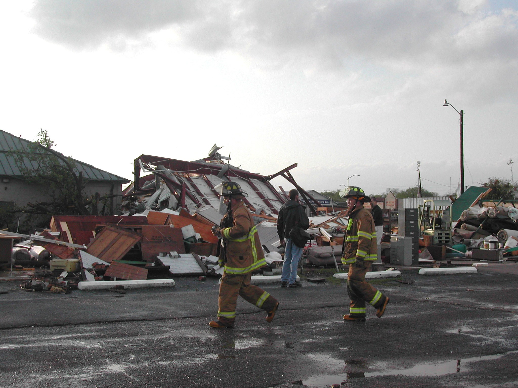 Firefighters at disaster site