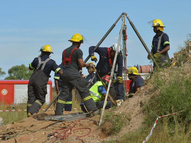 Firefighters at Excavation Site